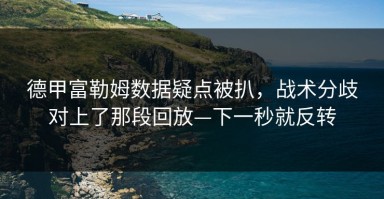 德甲富勒姆数据疑点被扒，战术分歧对上了那段回放—下一秒就反转